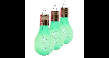 Solar hanglamp bol/peertje - 6x stuks - groen - kunststof - 14 cm - LED