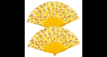 Spaanse hand waaier - 2x - Meloenen print - 23 cm - kunststof - Fruit thema