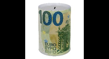 Spaarpot van 100 Euro biljet - metaal - 22 x 15 cm - Sparen voor kind/volwassenen