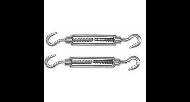 Spanschroeven/draadspanner met haak/haak - 2x - 11cm - verzinkt zamak - 80kg - M8 schroefdraad