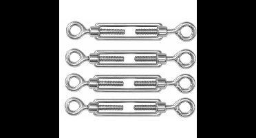 Spanschroeven/draadspanner met oog/oog - 4x - 5cm - verzinkt zamak - 50kg - M5 schroefdraad