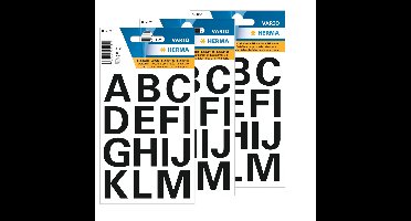 Stickers alfabet - 3x vel - 28 letterstickers - zwart - 25 mm - letters A-Z - stickervelletje
