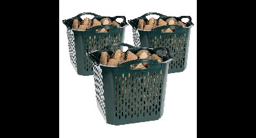 Storage Solutions Haardblokken houtblokken opberg mand / box - 3x - mand - 40 x 40 x 32 cm