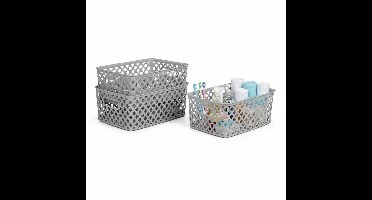 Storage Solutions Kast Opbergmand - 3x - van kunststof - grijs - 19 x 25 x 10 cm - 4 liter inhoud