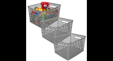 Storage Solutions Kast Opbergmand - 3x - van kunststof - grijs - 30 x 37 x 21 - 19 liter inhoud