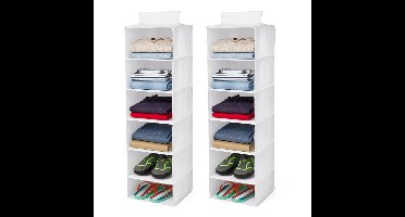 Storage Solutions Kast organizer - 2x - 6-vaks - wit - 30 x 30 x 120 cm - ruimtebesparend