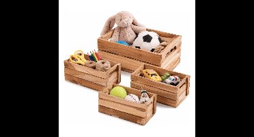 Storage Solutions Opbergkisten - set 4x stuks - teakhout - decoratief - vintage look