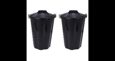 Storage Solutions wasmand met deksel - 2x - 40 liter - zwart - kunststof