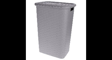 Storage Solutions Wasmand - rotan - met deksel - grijs - 60 liter - 33 x 44 x 60 cm - kunststof