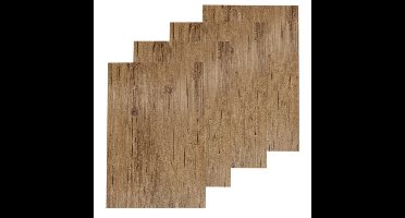 Tafel Placemat hout print - 4x - lichtbruin - 45 x 30 cm - Onderleggers - Tafel dekken