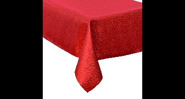 Tafelkleed/tafellaken - rood - sprakling - 140 x 360 cm - katoen - rechthoekig