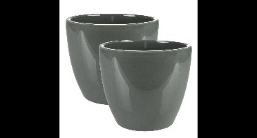 Ter Steege Bloempot - 2x - antraciet - Scandinavisch - 15 x 12 cm