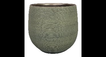 Ter Steege Steege Plantenpot - keramiek - donkergroen - stripes - D36xH32 cm