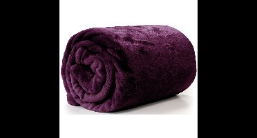 Unique Living Plaid - fleece deken - donker paars - polyester - 130 x 180 cm