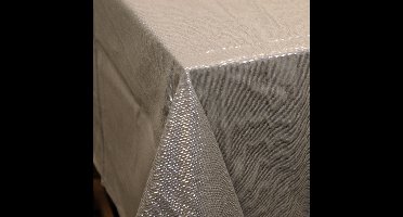 Unique Living Textile glamour Tafelkleed - 150 x 200 cm - zilvergrijs - Eettafel tafellakens