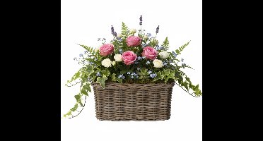 VD Leeden Plantenmand Klassiek - bruin - rechthoek - 40 x 23 x 20 cm - rotan - gevlochten riet