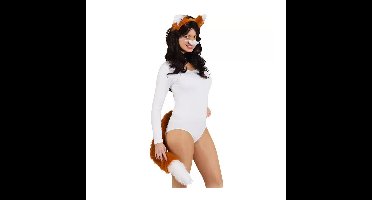 Verkleed accessoire set - Vos - 4-delig - bruin - polyester - Carnaval verkleedkleding