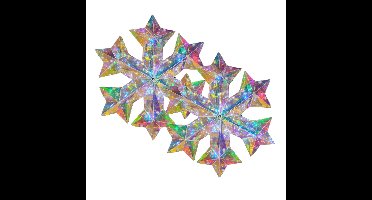 Verlichte hangende sneeuwvlokken - 2x - regenboog kleur- 27 cm - batterij - 30 led lampjes - wit