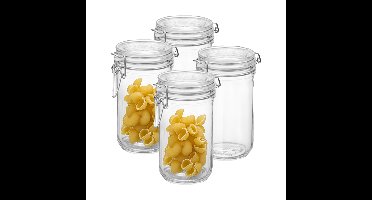 Voorraad/weck pot - 4x - transparant - glas - 17 x 9 cm - 750 ml - Bormioli Rocco