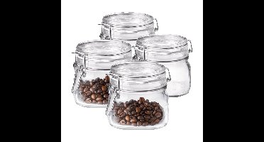 Voorraad/weckpot - 4x - transparant - glas - 10,5 x 10 cm - 500 ml - Bormioli Rocco