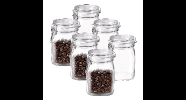 Voorraad/weckpot - 6x - transparant - glas - 16 x 10,6 cm - 1 L - Bormioli Rocco