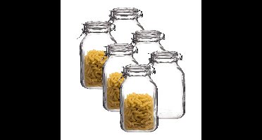 Voorraad/weckpot - 6x - transparant - glas - 22 x 10 cm - 1,5 L - Bormioli Rocco