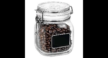 Voorraad/weckpot - transparant - glas - 13,6 x 10,6 cm - 750 ml - krijtplaatje - Bormioli Rocco