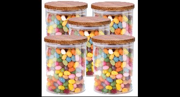 Voorraadpot/bewaarpot Foodking - 5x - borosilicaat glas - 600 ml - glas/hout - luchtdicht