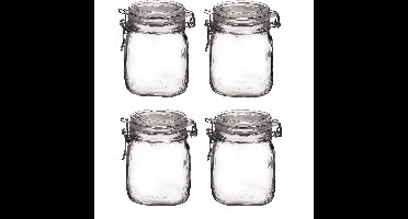 Weckpot/inmaakpot - 4x - 750 ML - glas - met beugelsluiting - luchtdicht - 10 x 13 cm