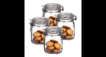 Weckpot/inmaakpot - 4x - 750 ML - glas - met beugelsluiting - luchtdicht - 10 x 13 cm