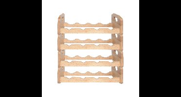 Wijnrek voor 4x flessen - 4x - hout kleur - stapelbaar - 45 x 22 x 12 cm