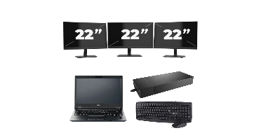Fujitsu Lifebook E549 - Intel Core i3-8e Generatie - 14 inch - 8GB RAM - 256GB SSD - Windows 11 Home + 3x 22 inch Monitor