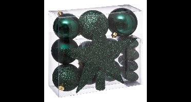 Atmosphera Kerstballen set - 17x kunststof - ster piek - groen