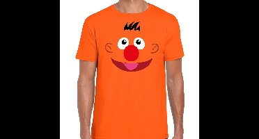 Bellatio Decorations Verkleedshirt - oranje - cartoon knuffel gezicht - heren