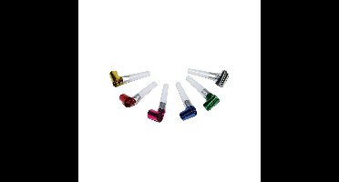 Blaas toeters - roltongen party toetertjes - 6x stuks - Metallic kleuren - papier