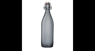 Bormioli rocco waterfles met beugeldop - grijs transparant - 1000 ml - Giara home deco fles