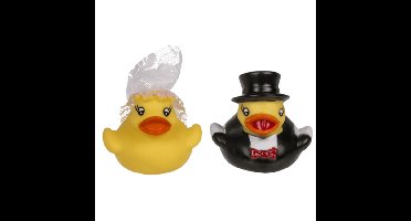 Bruidegom en Bruid badeendjes set - rubber - 5 cm - Huwelijk/bruiloft cadeau - Trouwen