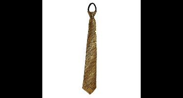 Carnaval verkleed stropdas met glitter pailletten - goud - polyester - heren/dames