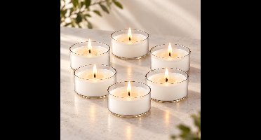 Duni Plantaardige theelichtjes - 6x - wit - waxinelichtjes - 9 branduren