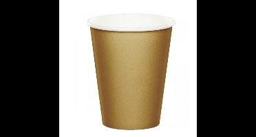 Feest bekertjes - 24x stuks - goud - 266 ml - karton - verjaardag feestbekers - bekers