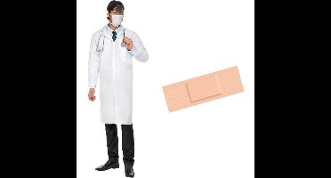 Feest verplegers/dokters outfit 48/50 (M) met pleister sticker
