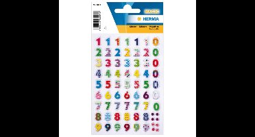 Herma Stickervel nummers 3D - cijfers / getallen - 0 t/m 9 - 1x vellen - gekleurd - 8 mm