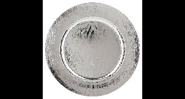 Kaarsenbord/onderbord - hout look - zilver - kunststof - D33 x H2 cm- rond