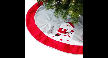 Kerstboomrok - kerst thema - rood/wit - D90 cm - polyester - kerstboomkleed