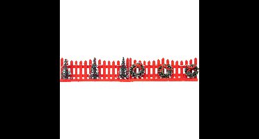 Kerstdorp hekjes - 2x - rood - met led licht - 15 x 2,5 x 6 cm - kunststof - omheining