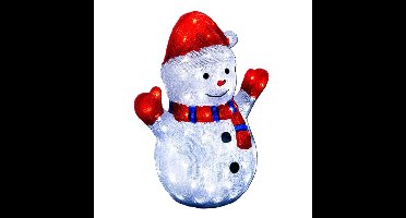 Kerstverlichting figuur - sneeuwpop - H48 cm - 90 led lampjes - solar - voor buiten