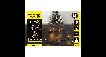 Kerstverlichting - warm wit - 3,5 meter - 48 led lampjes - zwart snoer - op batterijen