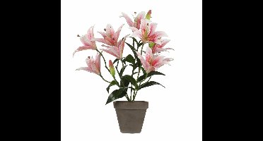 Mica Decorations Tigerlily/tijgerlelie kunstplant - roze - 47 cm - Kunstplanten/nepplanten
