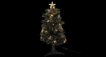 Micro fiber kunst kerstboom -H90 cm - met decoratie en verlichting - kunstboom