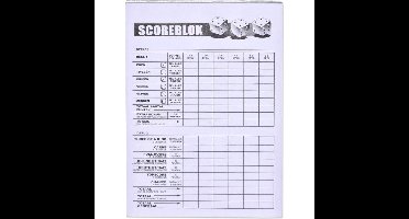 Scoreblok Yahtzee - blok 100 vellen - dobbelspel - punten opschrijven - 10 x 15 cm